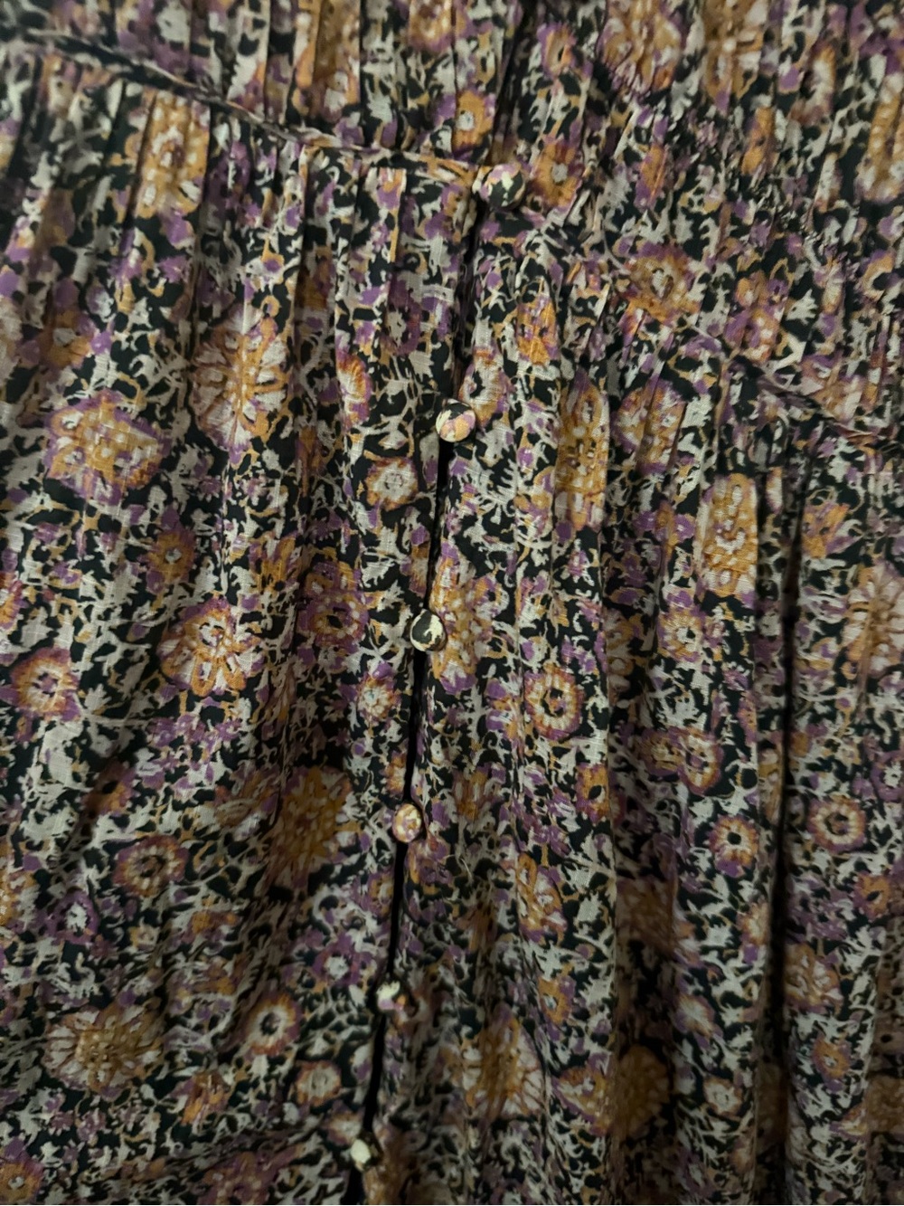 Anthropologie Ruched Floral Maxi Dress Size XL Boho Peasant - Picture 5 of 7